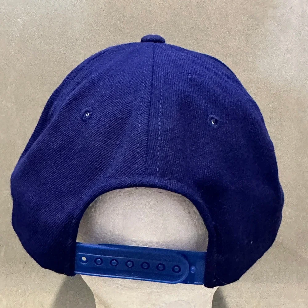 Vintage Los Angeles Rams Snapback Hat Blue Yellow NFL Script Embroidered Cap